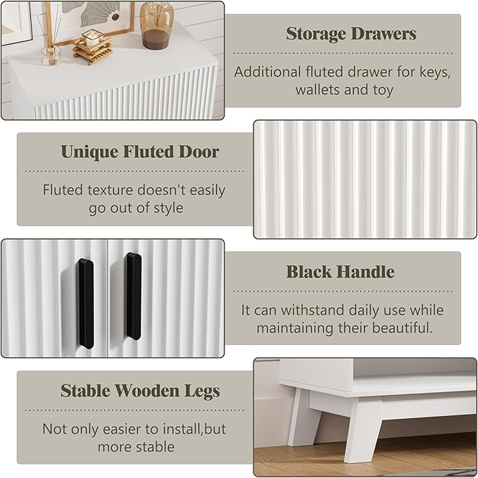 Shoe Cabinet Storage for Entryway, 4 Tier Fluted Shoe Storage Cabinet