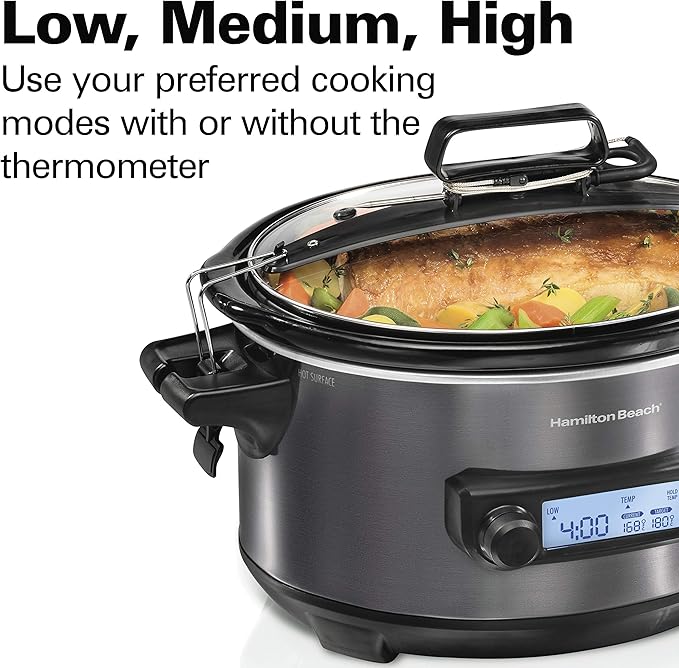 Hamilton Beach Portable 6 Quart Set & Forget Digital Programmable Slow Co...