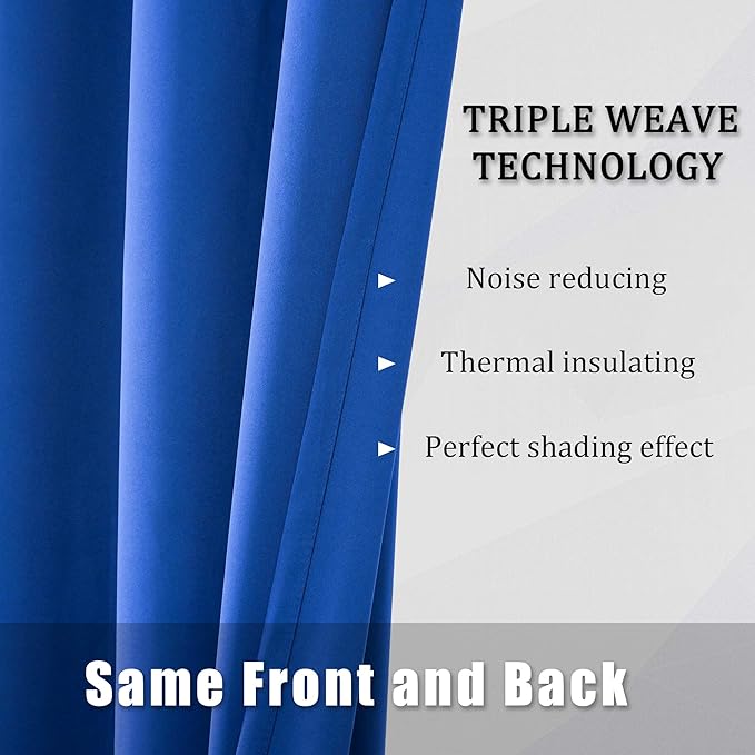 DUALIFE Royal Blue Blackout Curtains 84 inch Length Solid Energy Efficient Room