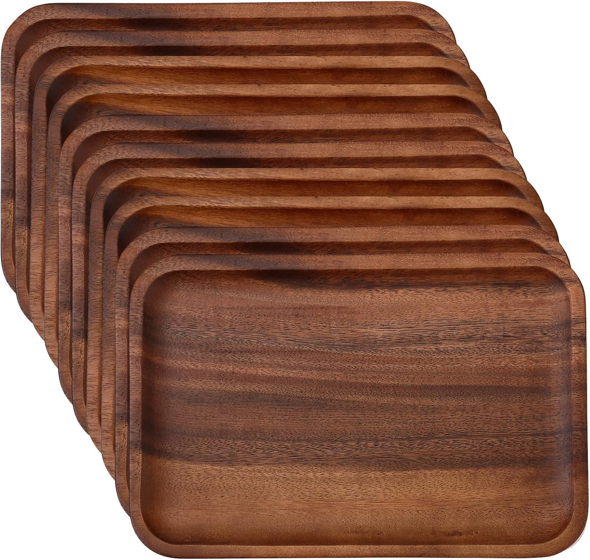 10 Pack Serving Acacia Wood Valet Tray for Men Women, Catch All Acacia Mens Key Dump Bedside Nightstand Organizer EDC Decorative Wooden Tray for Phone Watch Wallet Keys Jewelry