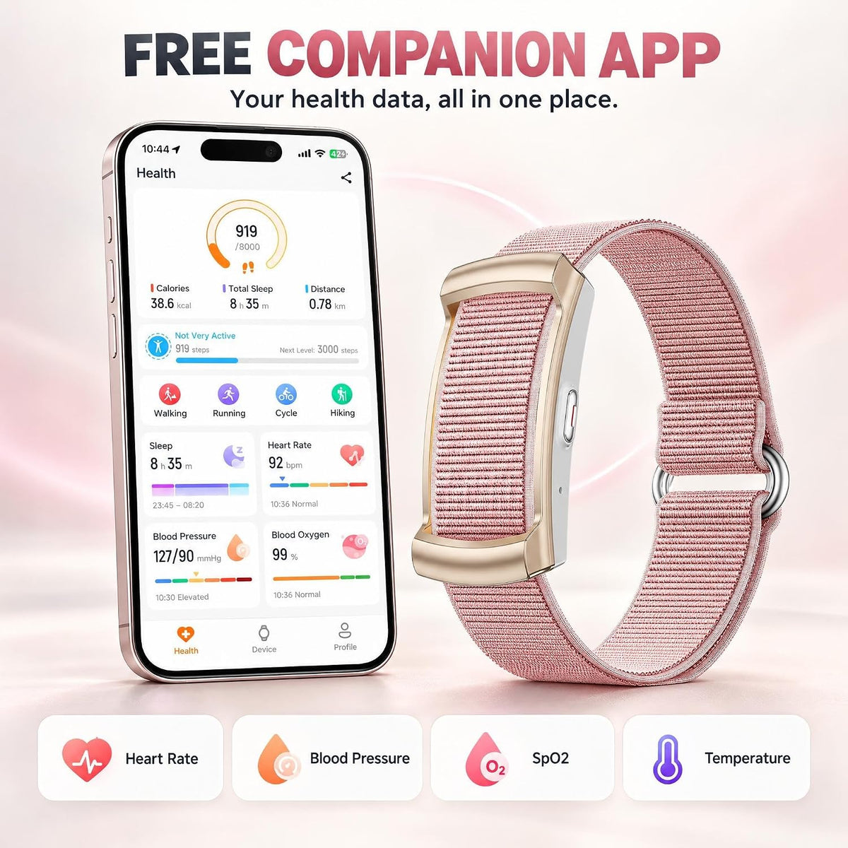 Screenless Fitness Tracker for Women, 24/7 Activity Health Tracker