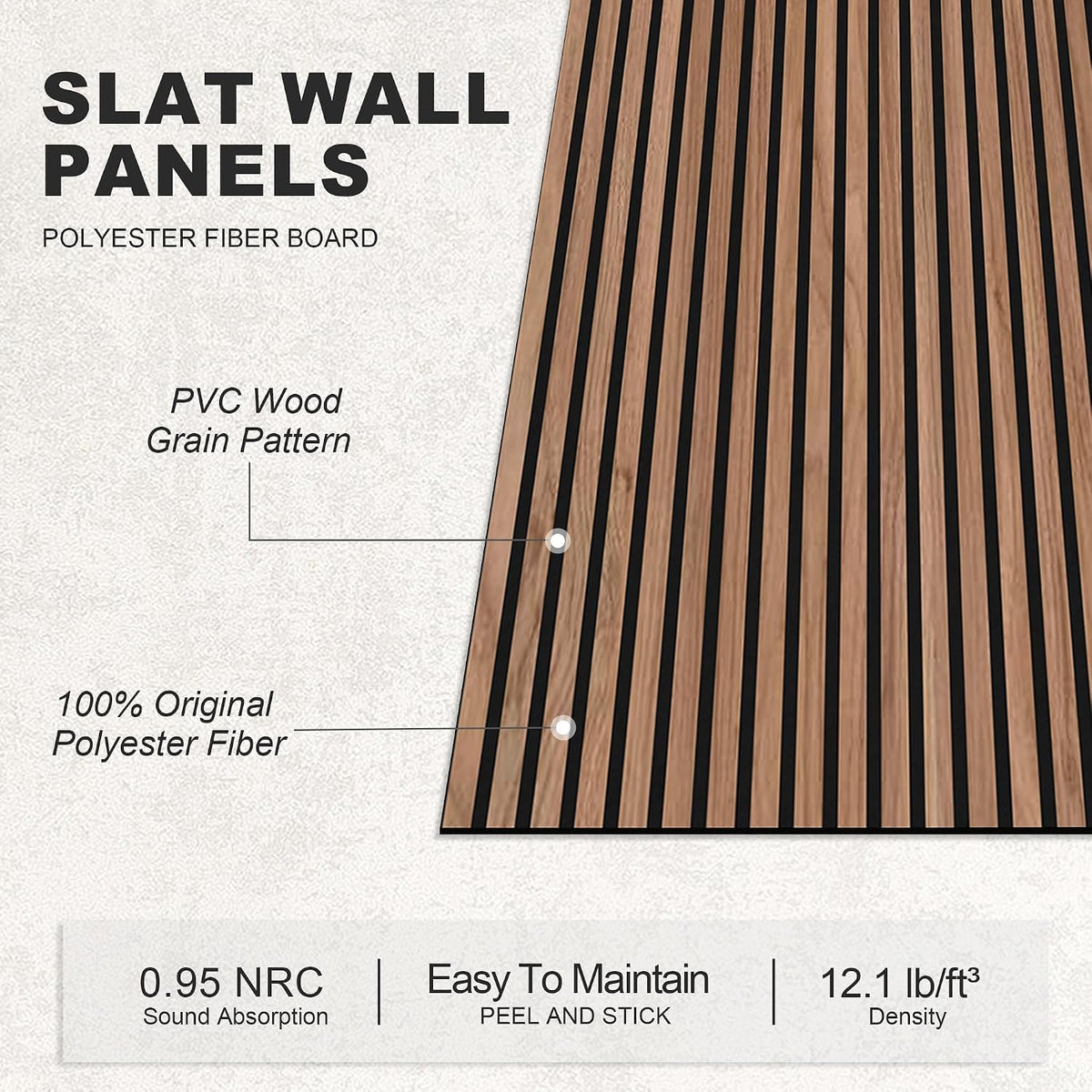 WoveN SounD Acoustic Wall Panels, Slat Teak, 10 Pack, 47.2x23.6 in