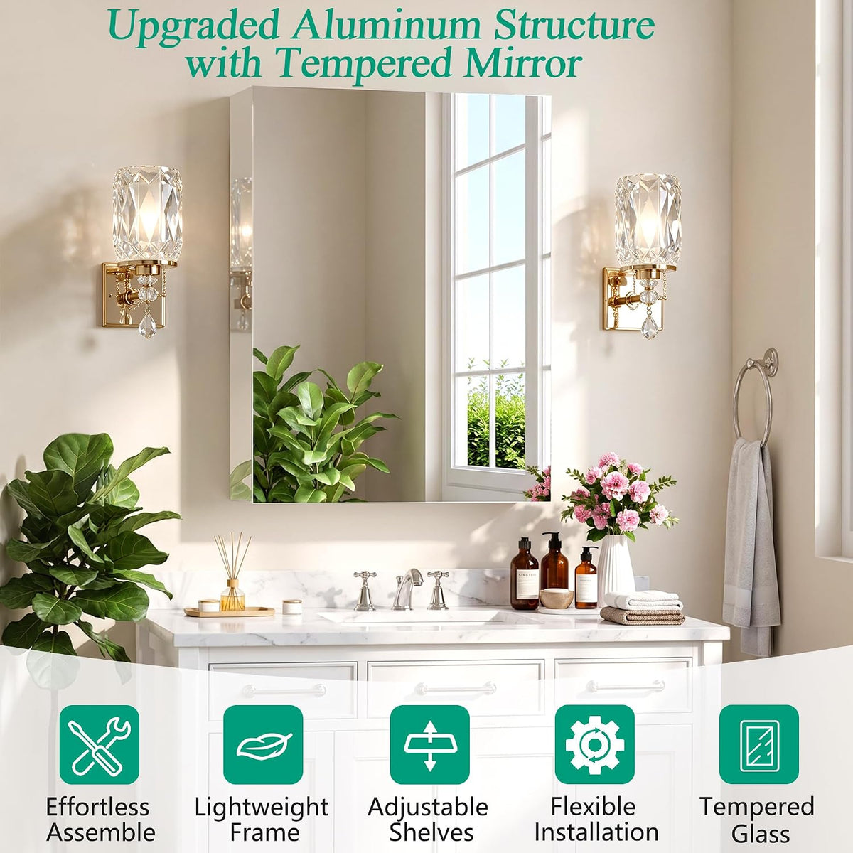 Medicine Cabinet Mirror,Bathroom Mirror with Storage 16x24 in