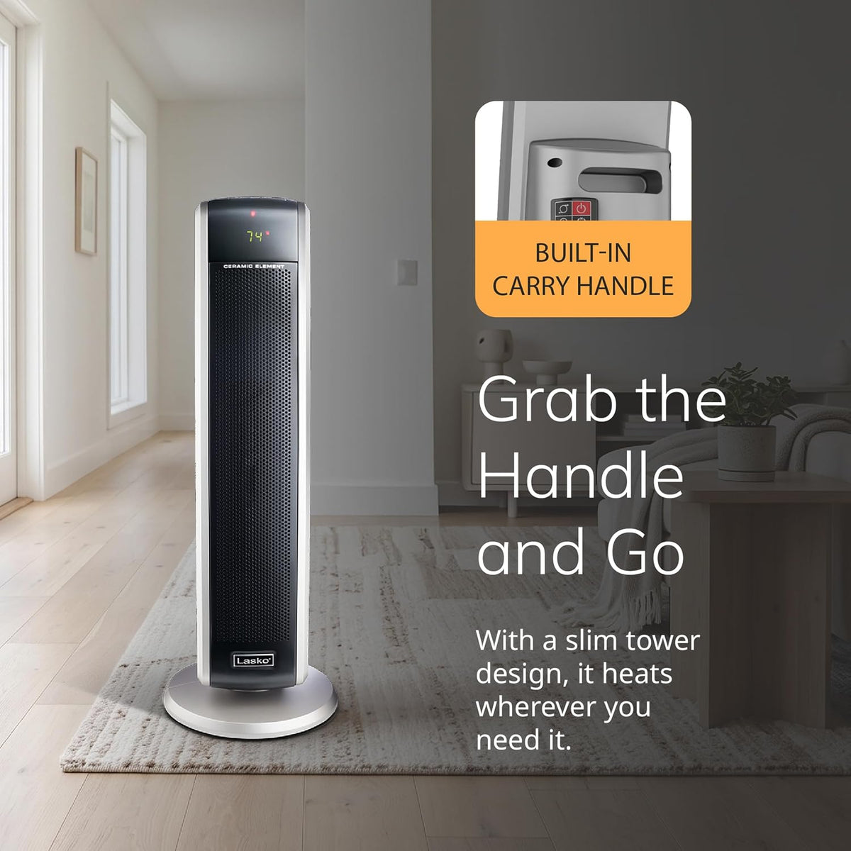 Lasko 29" Ceramic Tower Space Heater with Remote Control - Black - 5586