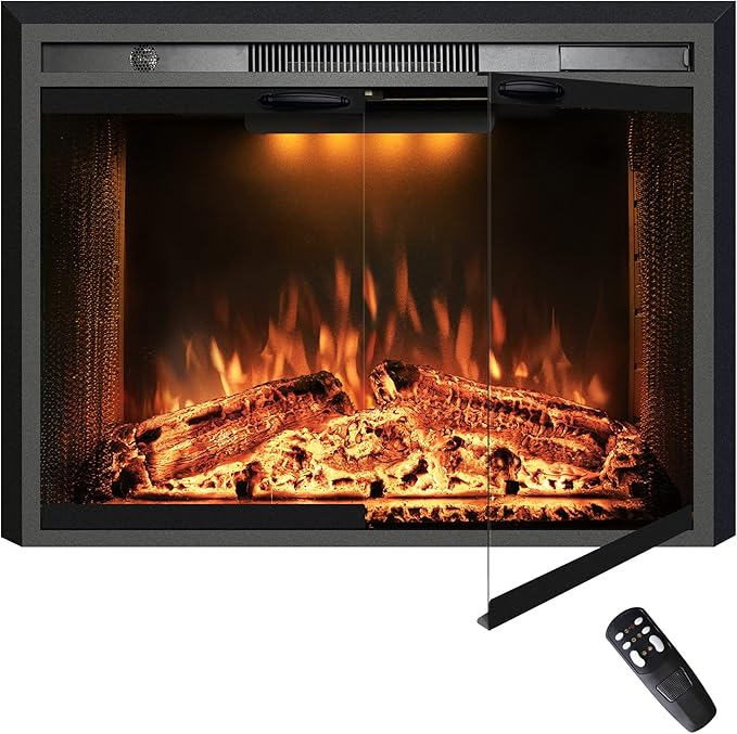 36 Inches Electric Fireplace Insert, 750W/1500W Fireplace Heater