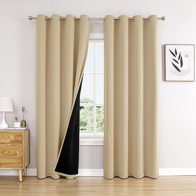 ChrisDowa 100% Blackout Curtains 120 inch Long