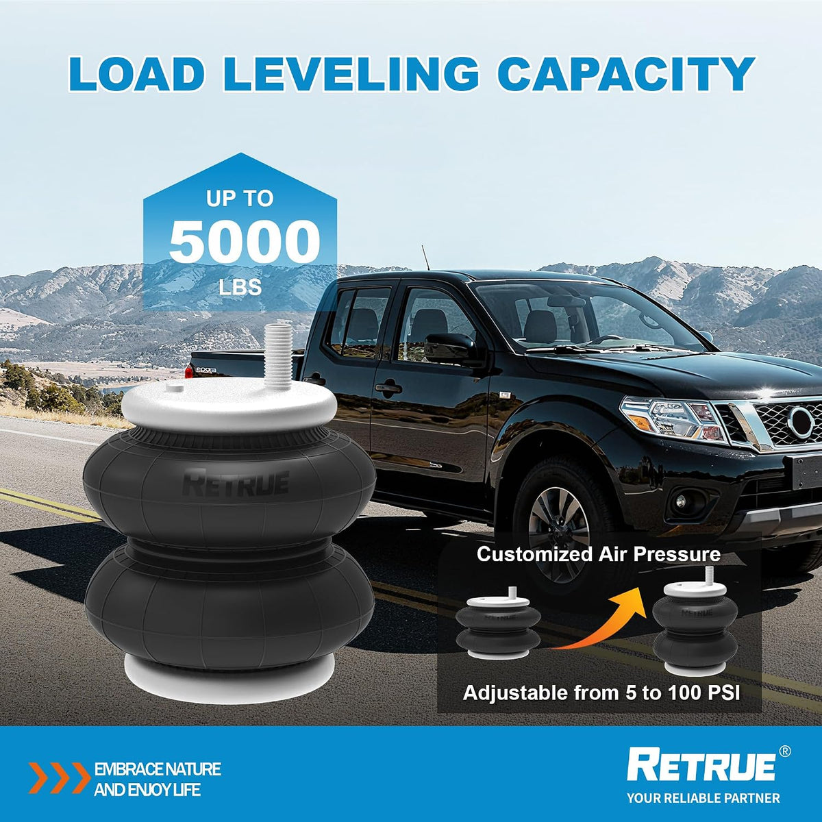 RETRUE Rear Air Bags Suspension Kit for 2005-2020 NISSAN Frontier