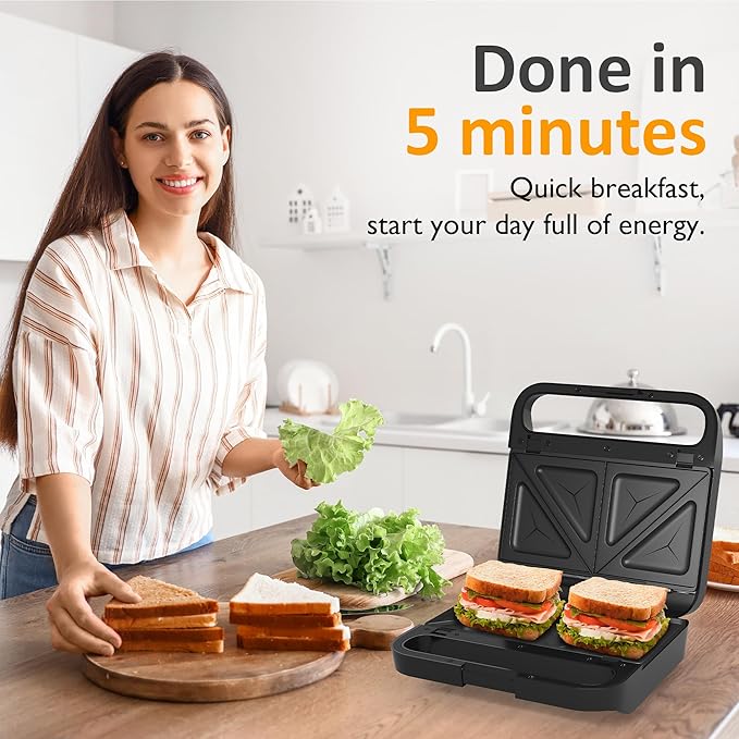 Sunvivi Pro Waffle Maker with Removable Non-stick Plates, Electric Sandwich
