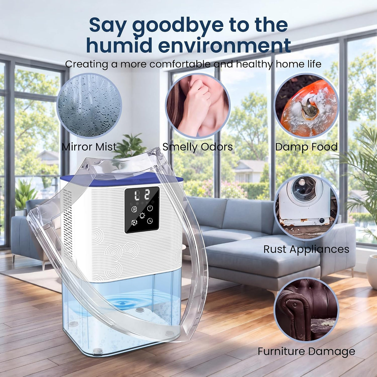 MTOX Dehumidifier for Home, 1000 Sq Ft, 3L Water Tank with Auto Shut-Off