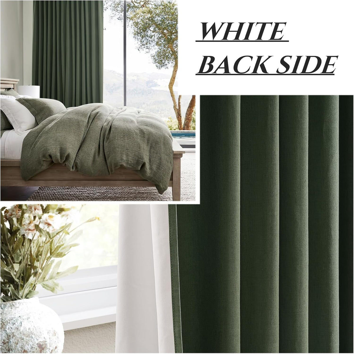 QJmydeco Green Country Kitchen Curtains 54 Inch Length Small Basement Window ...