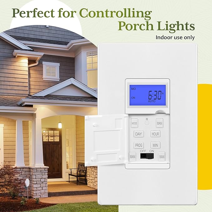 TG 7 Days Digital in-Wall Programmable Timer Switch (2 Pack)