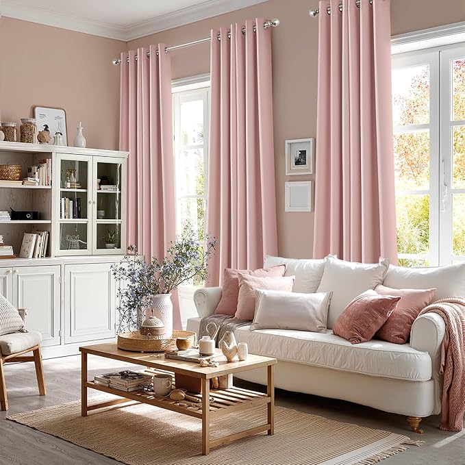 MIULEE Baby Pink Blackout Curtains