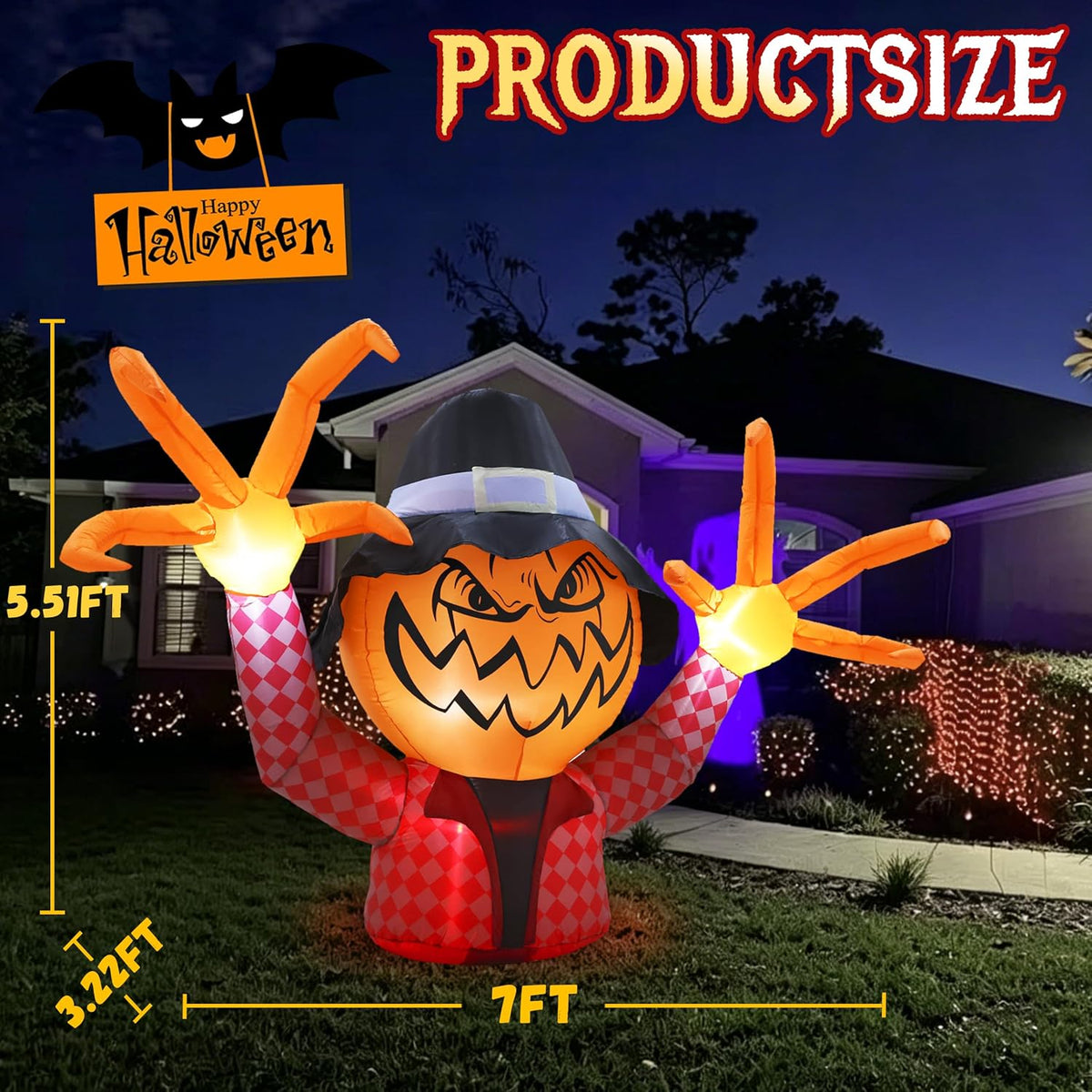 Halloween Inflatable Pumpkin Monster with Fingers Decorations