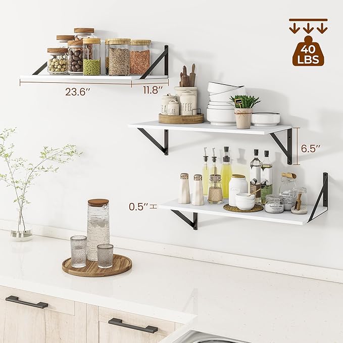 Heimlove 24" W x 12" D Wall Shelves (Set of 3)