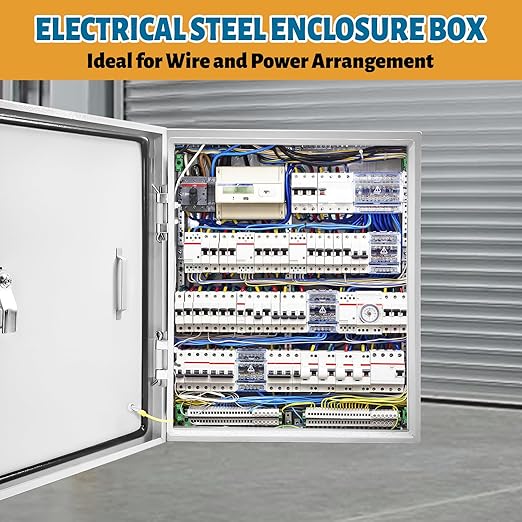 Outdoor Electrical Box 20 x 16 x 10''D NEMA 4X Enclosure Steel Box, W...