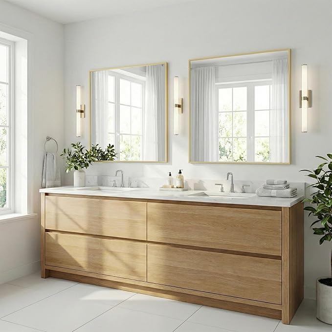 36"x36" Large Gold Wall Mirror, Metal Framed Bathroom Vanity Mirror...