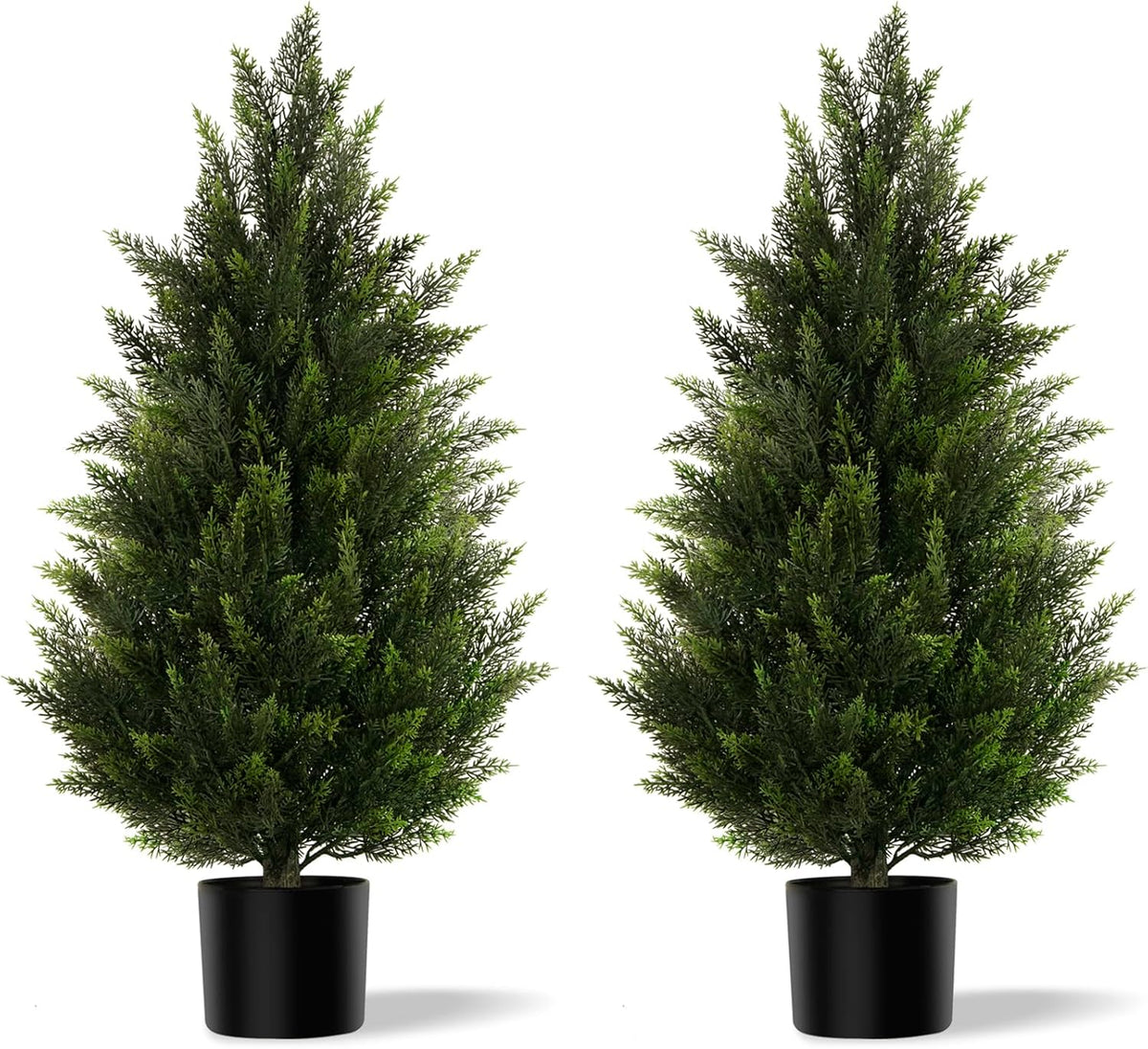 Artificial Topiary Cedar Trees 3FT Tall 2 Sets for Outdoor/Indoor