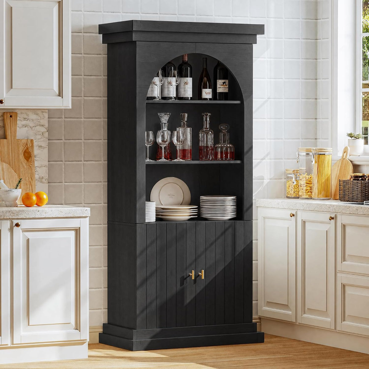 Vyre 71" Modern Tall Bookcase and Bookshelf, Triple Half Open Storage Ca...
