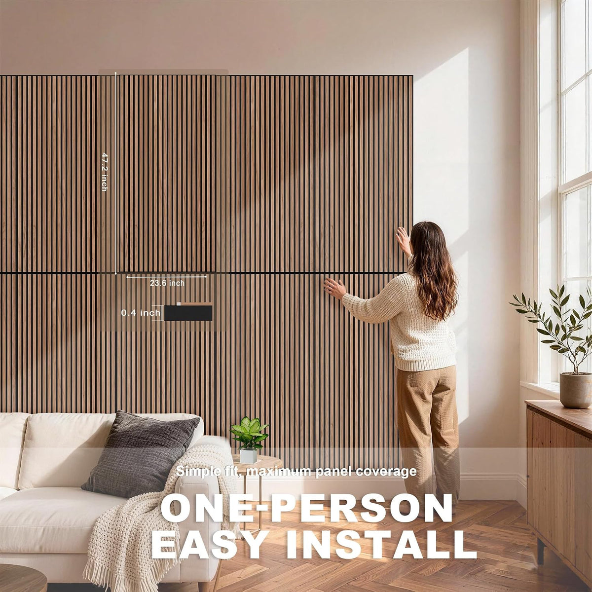 WoveN SounD Acoustic Wall Panels, Slat Teak, 10 Pack, 47.2x23.6 in
