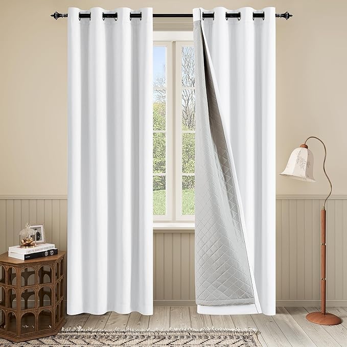 Soundproof 3-in-1 100% Blackout Room Divider Energy Saving Grommet Curtains