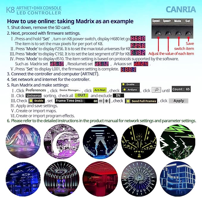 CANRIA K8 ARTNET+DMX CONSOLE LED CONTROLLER, Suitable