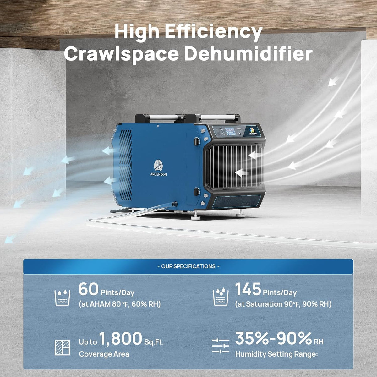 Commercial Dehumidifier for Crawlspace, 5-Year Limited Warranty