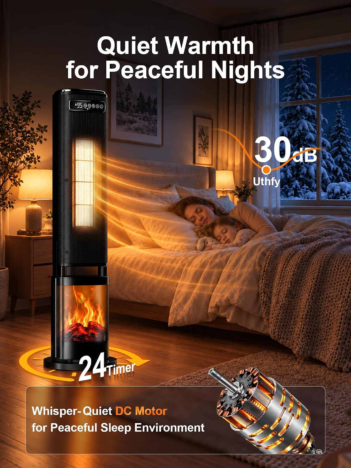 Uthfy 33'' Space Heaters for Indoor Use, 1500W Electric Heaters, 3D F...