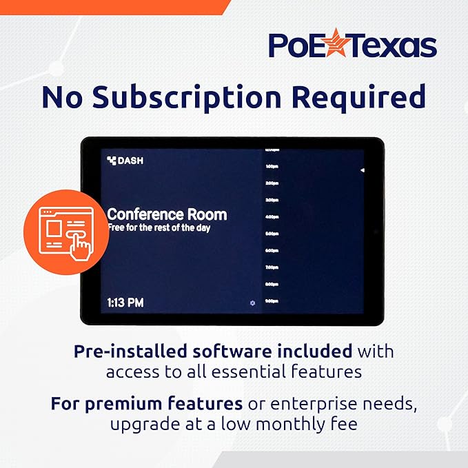 PoE Texas 8" Touchscreen Meeting Room Scheduler Tablet