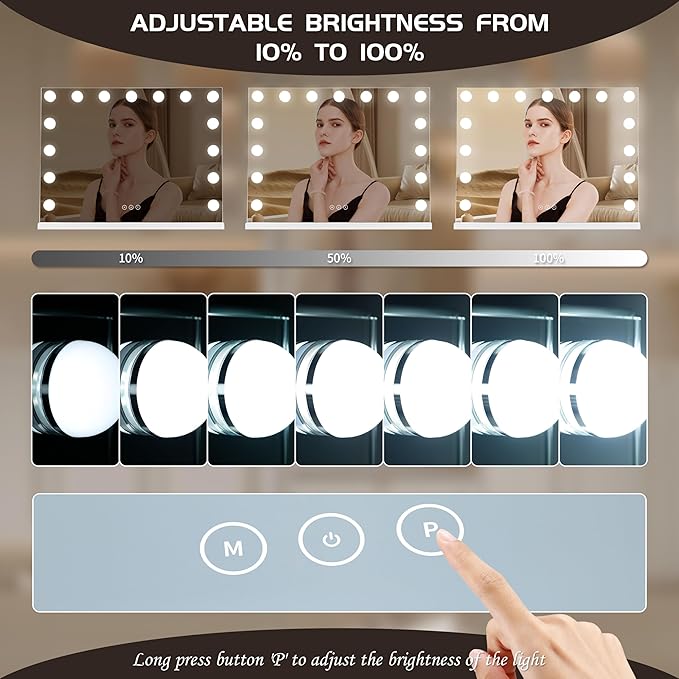 Vanity Mirror with Lights Lighted Makeup Mirror with 15 Dimmable LED Bulbs
