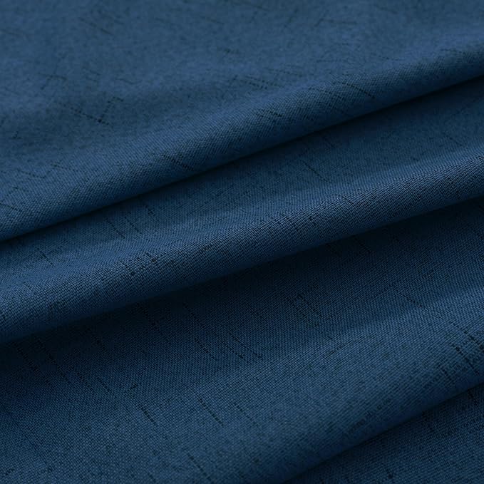 KOUFALL Navy Blue Linen Blackout Curtains 84 Inch Length, Dark Blue Thermal