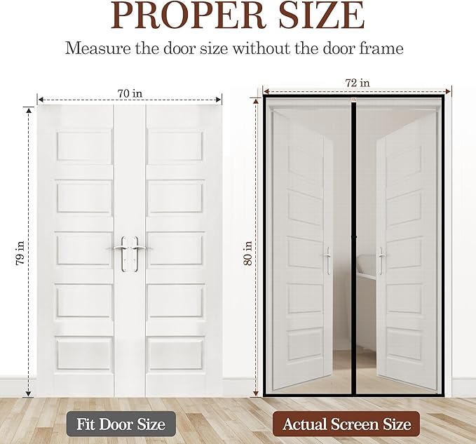 Yotache Magnetic Screen Door Fits Door Size 70 x 79, Screen Size 72" x 8...