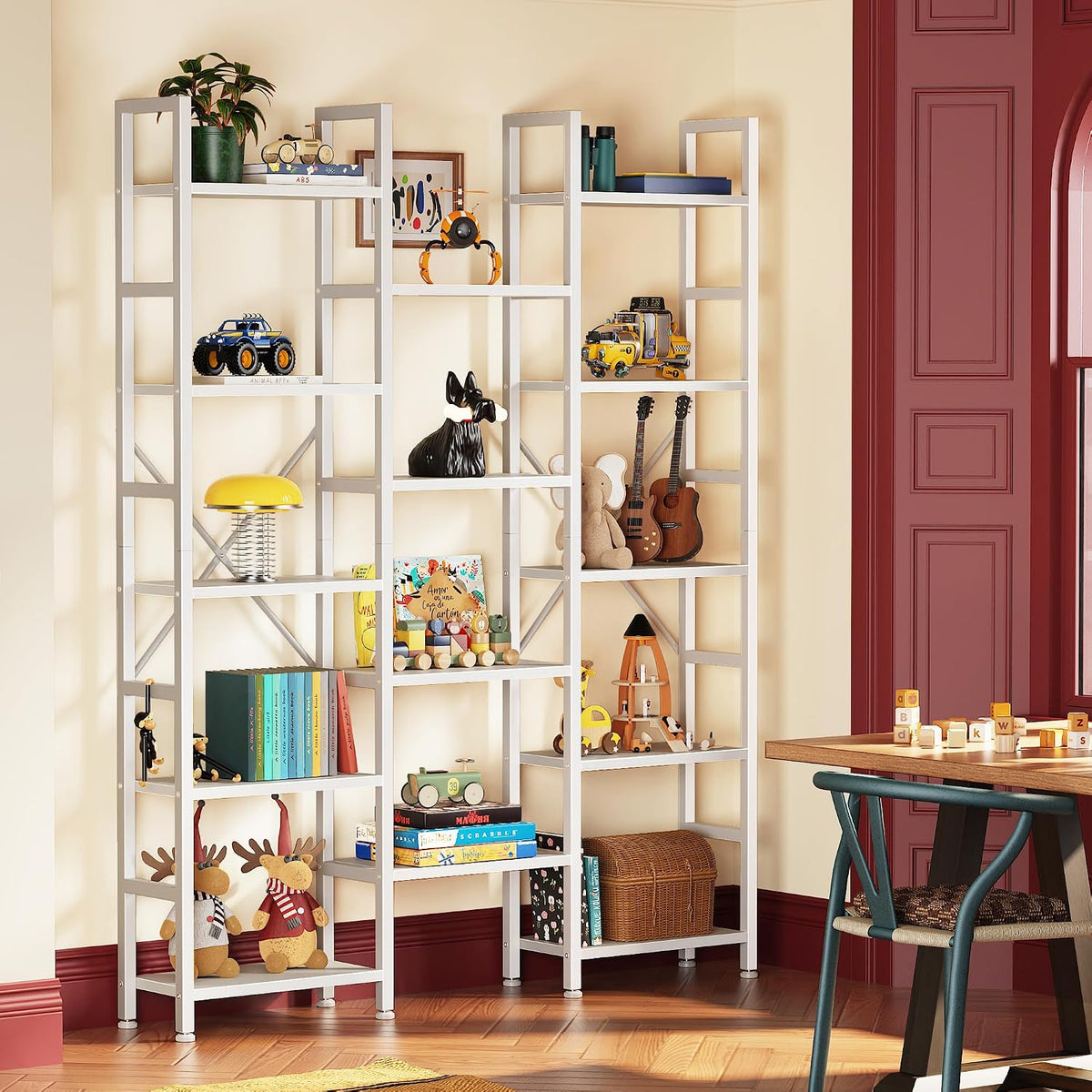 Huuger 5 Tier Bookshelf, 68'' Tall Bookcase with 14 Open Shelves, White