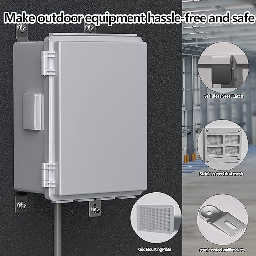 Electrical Junction Box, Ventilated Design, Cable Grommets, Indoor/Outdoor Use