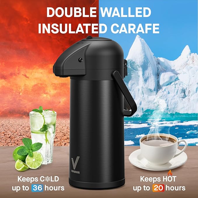 Airpot Coffee Carafe for Keeping Hot - 102 OZ/ 3.0L Coffee Dispenser -