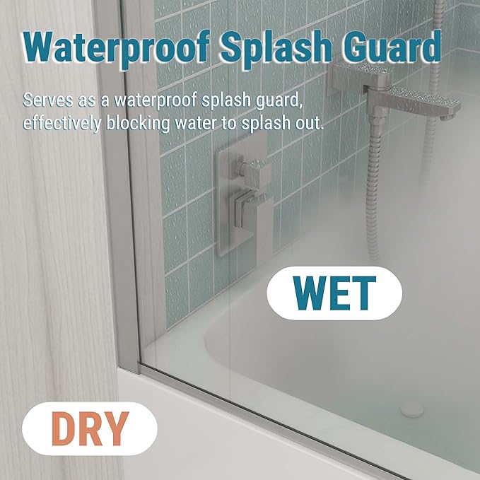 Sunrosa 24"×60" Bathtub Glass Panel, 8mm Thick Shower Screen, Brush...