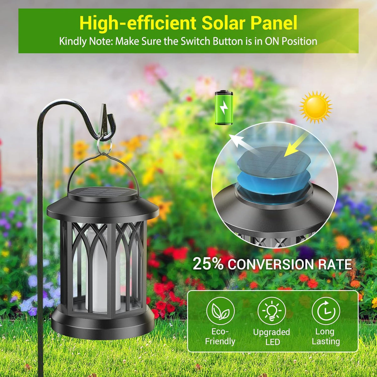 KOOPER 4 Pack Solar Lantern Outdoor Lights, Upgraded Flickering Flame Solar L...