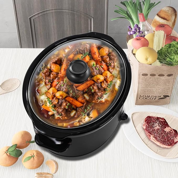 HOMECOOKIN 6 Quart Slow Cooker Oval Manual Pot Food Warmer