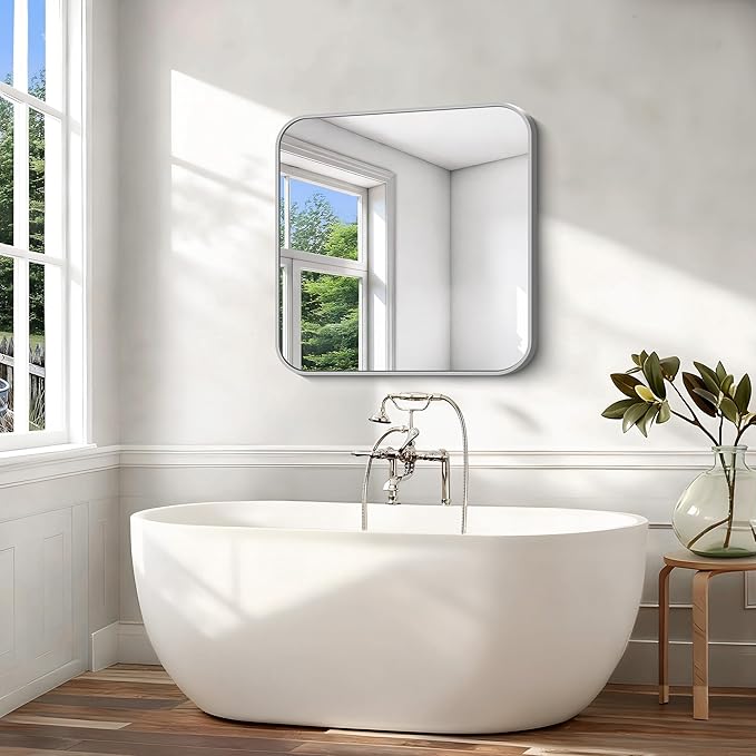Silver Bathroom Mirror, 36 x 36 Inch Square Mirrors