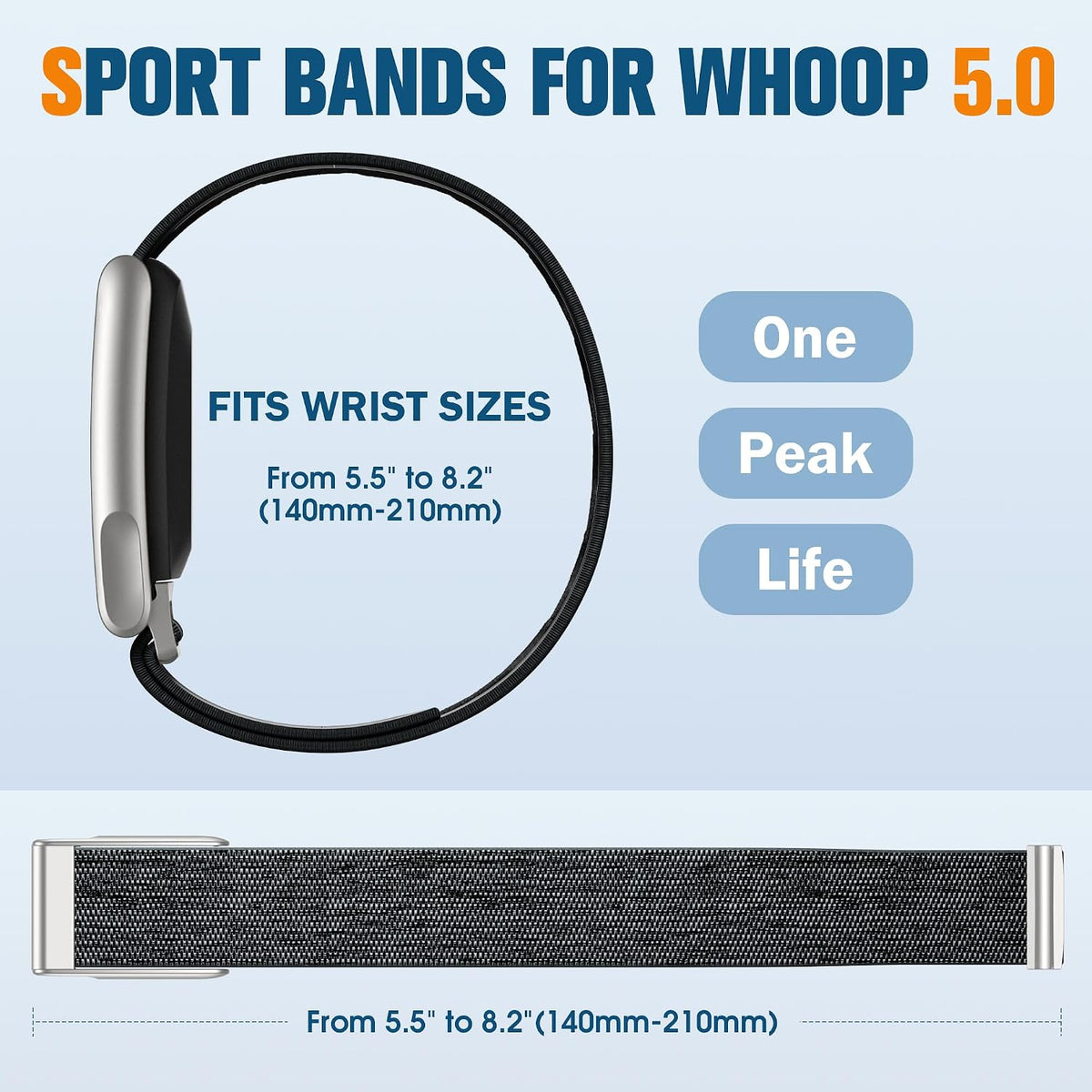 Maledan 3 Pack Nylon Sport Band for Whoop 5.0/MG Bands, One, Peak and Life