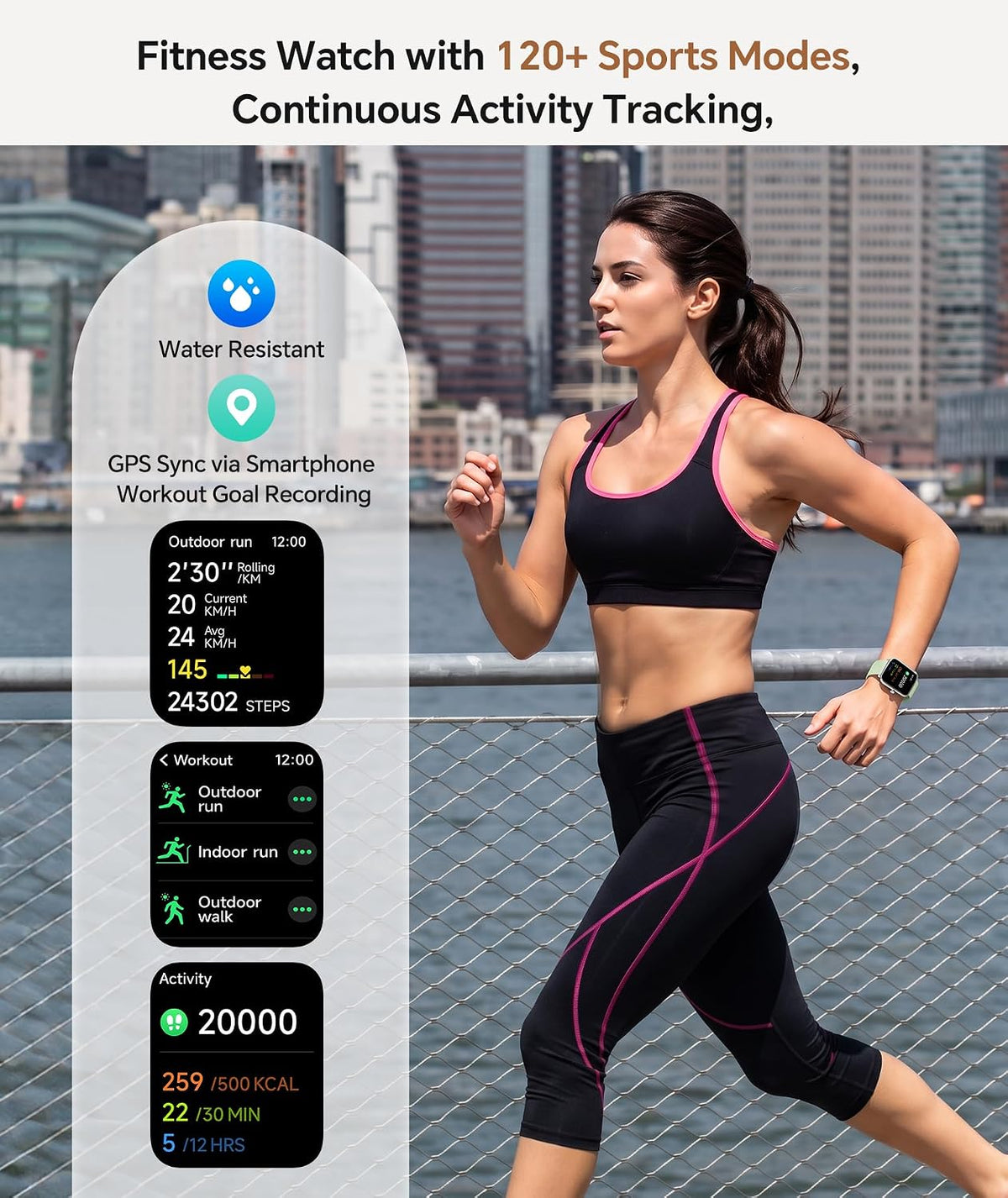 Quican Smart Watch for Women Men, Fitness Tracker iOS Android, Light Green