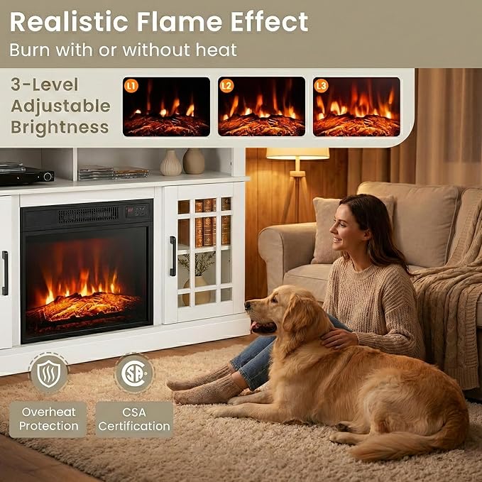 SIMOE Fireplace TV Stand Electric Fireplace 49Inch Console up to 55'' TV