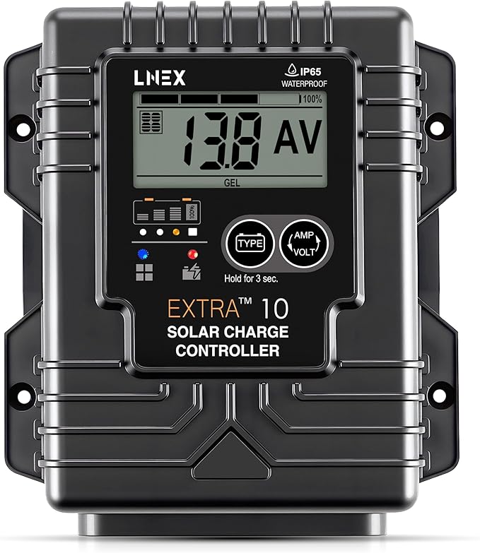 Solar Charge Controller Waterproof, 10A Solar Panel Regulator