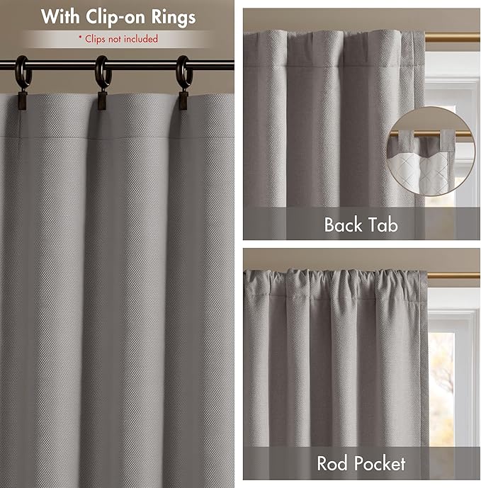 Madison Park Karien 100% Blackout Curtains 52x108 – Grey, 2-Layer Noise (2-PK)