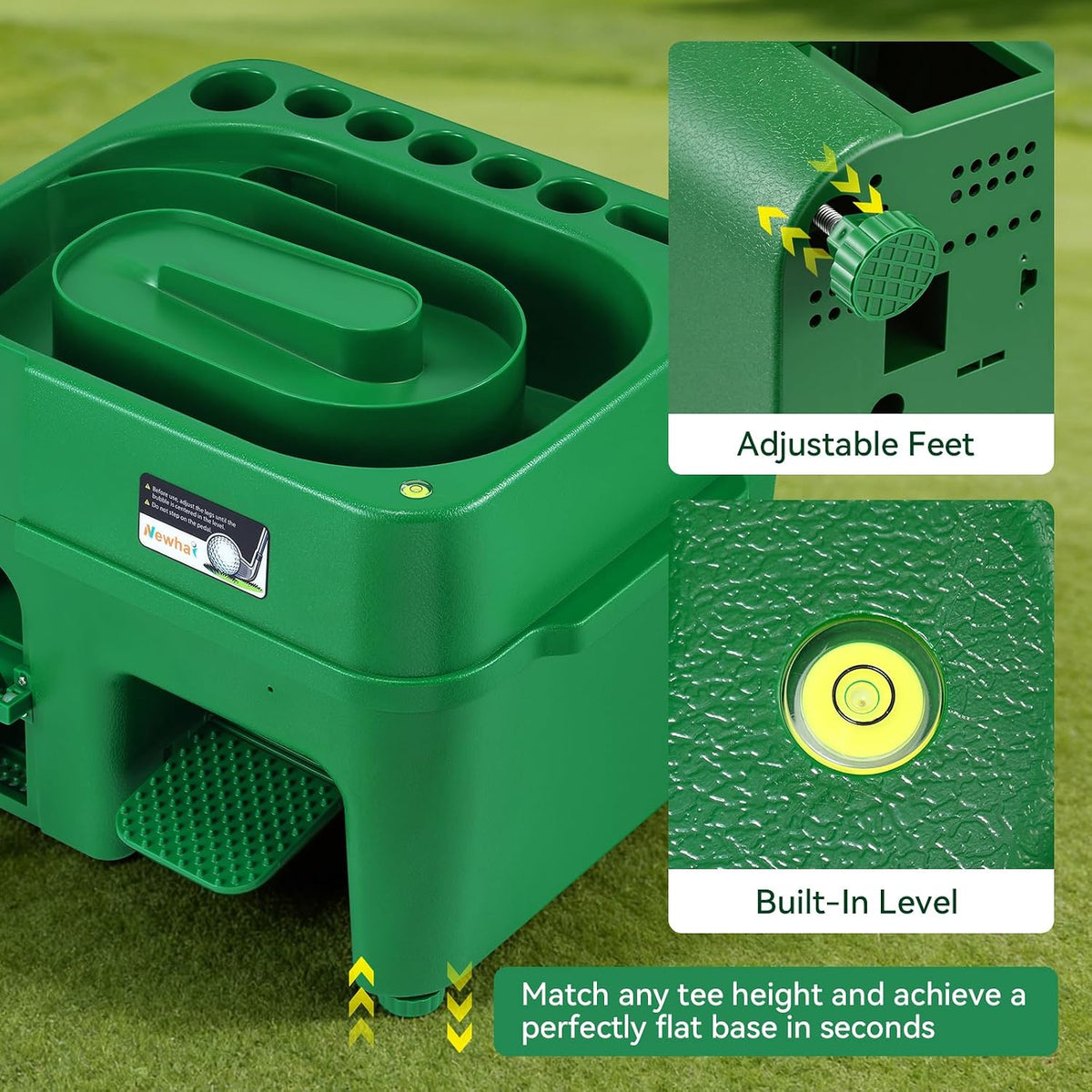 Newhai Upgraded Golf Dispenser, 50-Ball Capacity, 2 Ramps, for Practice