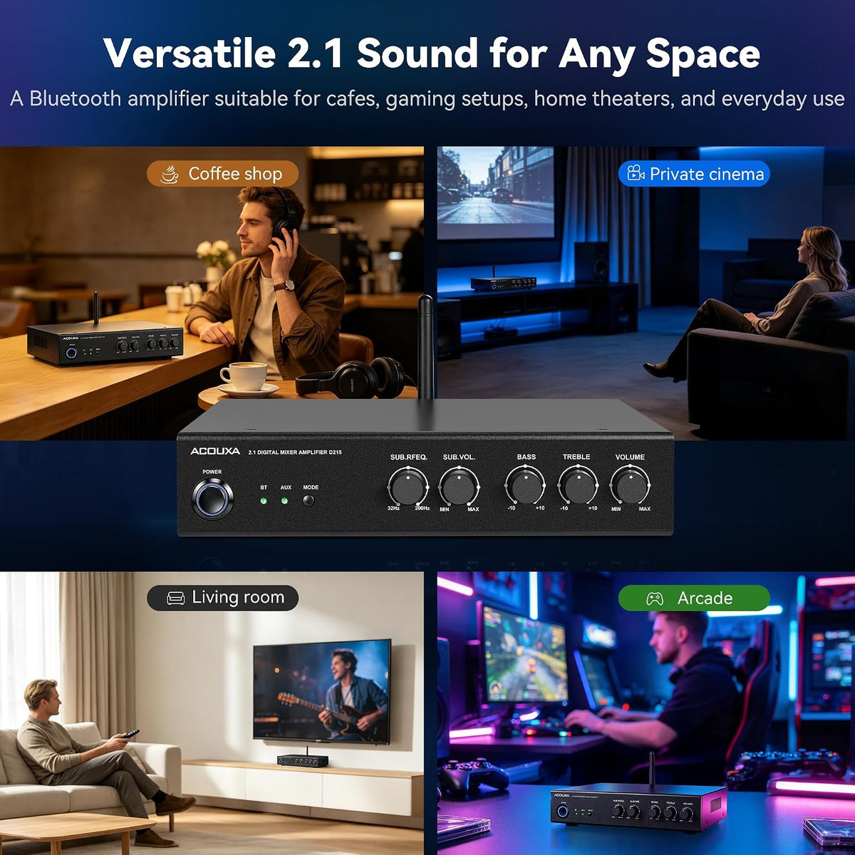 2.1 Channel Bluetooth 6.0 Amplifier, Passive Subwoofer and Crossover