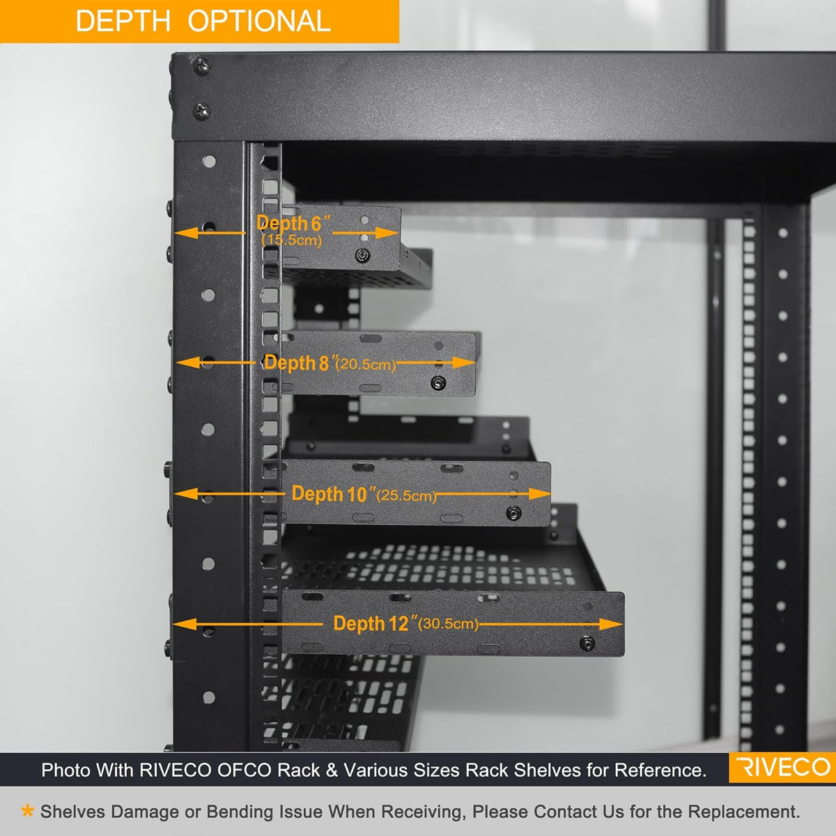 RIVECO 2 PCS 12” Rack Shelves for 19 inches Network Rack & Cabinets, 1U R...
