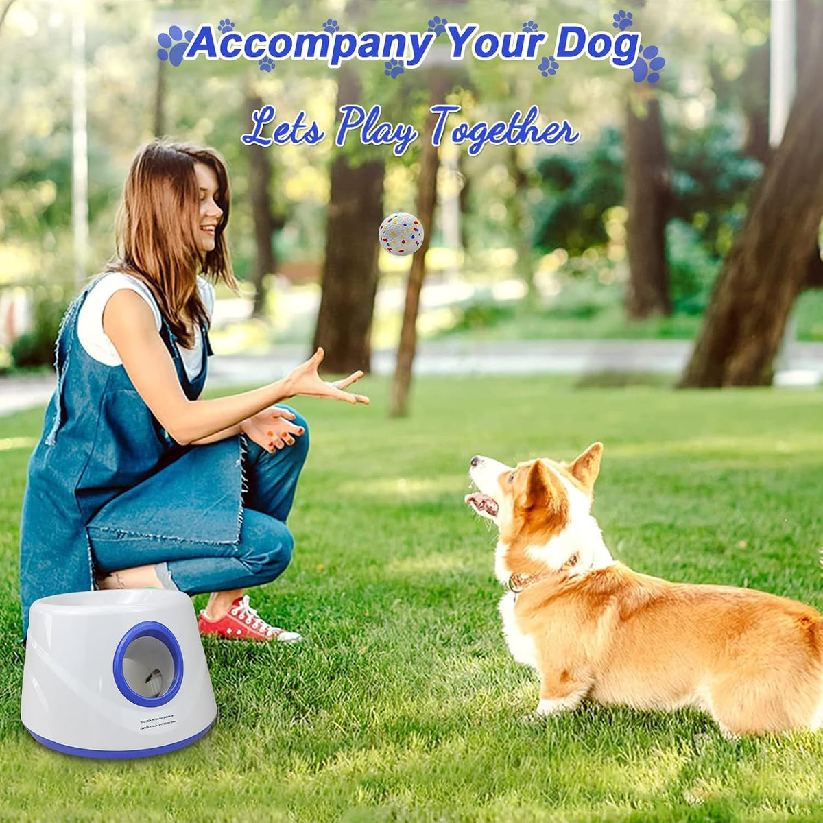SOCO Automatic Dog Ball Launcher, 3 Distances to 45 FT, Auto-Cycle Mode