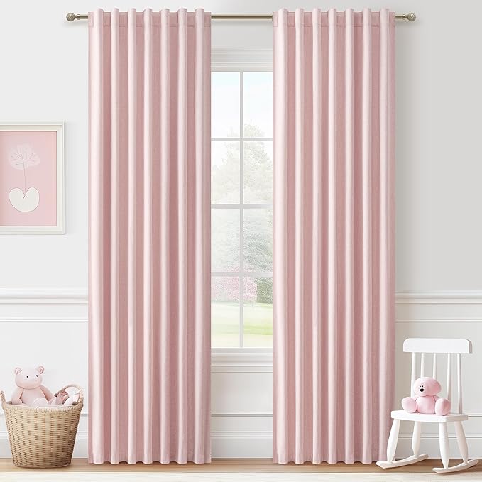 BabyPink Curtains for Girls Room, Cute Blackout Bedroom Curtains Aesthetic 84