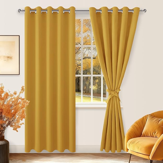 Hiasan Blackout Curtains for Bedroom, 60 x 84 Inches Long