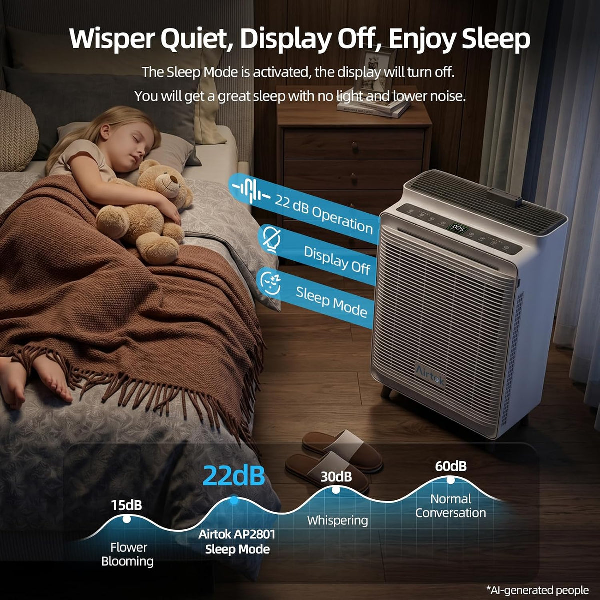 AIRTOK Pet Air Purifier for Home Large Room Up to 2240 Ft² in 1 Hr, AP2801